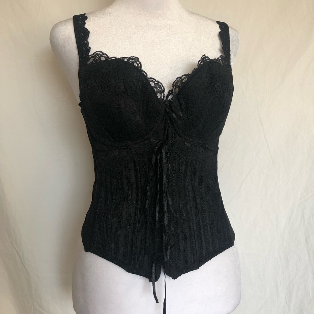 Black Corset Bustier Top Lace Up